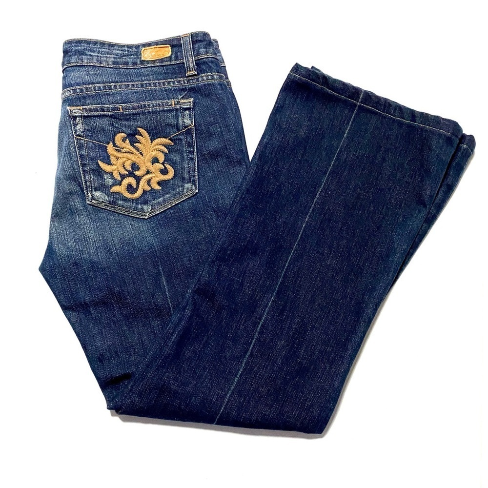 Paige Premium Denim Lauren Canyon Bootcut Jeans Sz 31 Embroidered Cropped Ankle